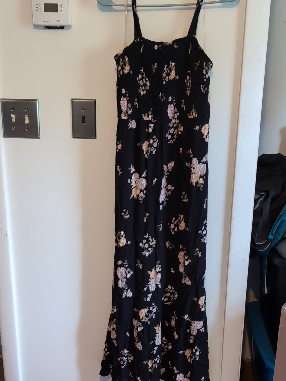 Black Floral Spaghetti Strap Maxi Dress